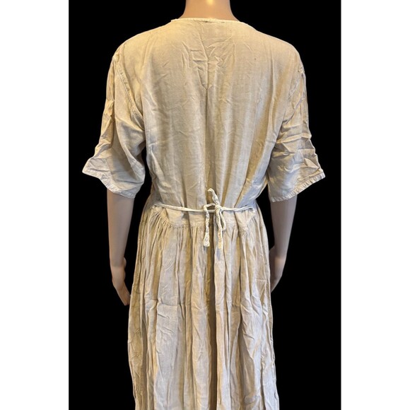 Vtg 70s CREEM Dress Hippie Boho Viscose Maxi Farmhouse Cottage core Tie Elephant - Picture 4 of 16